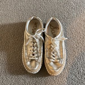 Sam Edelman Gold Leather Espadrilles Sneakers